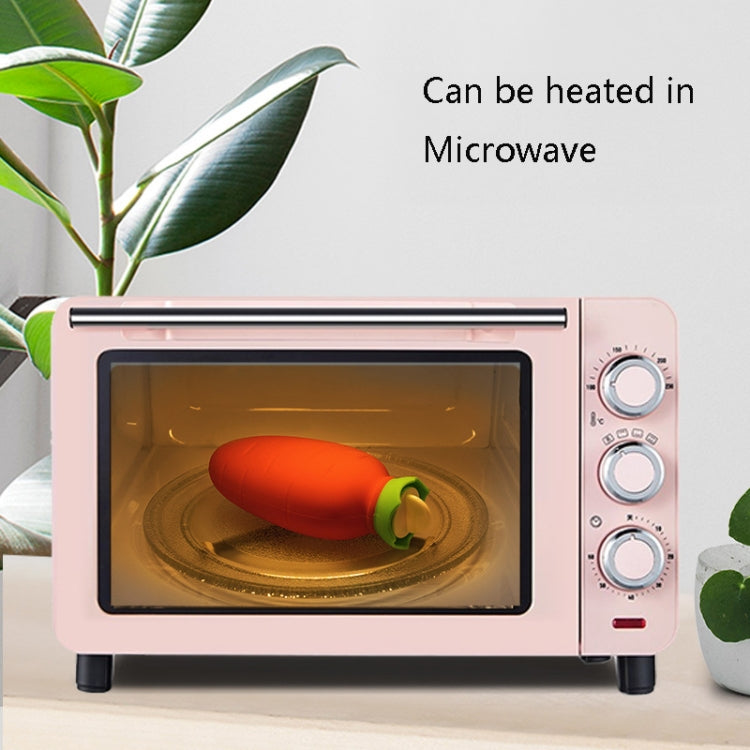 Sac d'eau chaude en silicone en forme de carotte, anti-fuite et anti-explosion, chauffe-mains d'hiver, orange, rose et blanc, vert et blanc, vert clair