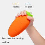 Sac d'eau chaude en silicone en forme de carotte, anti-fuite et anti-explosion, chauffe-mains d'hiver, orange, rose et blanc, vert et blanc, vert clair