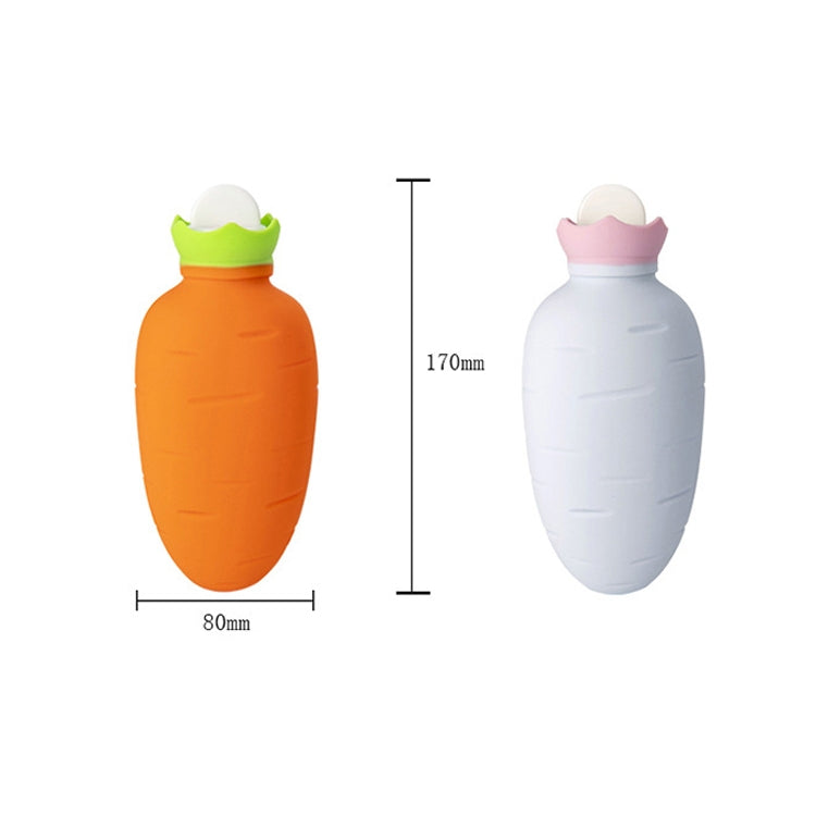 Sac d'eau chaude en silicone en forme de carotte, anti-fuite et anti-explosion, chauffe-mains d'hiver, orange, rose et blanc, vert et blanc, vert clair
