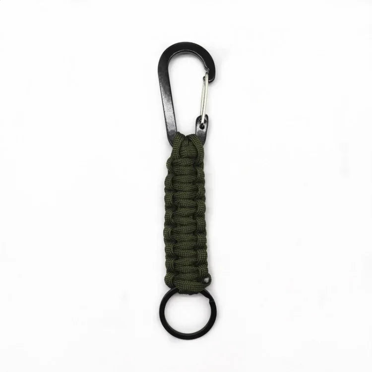 Porte-clés mousqueton en corde de parapluie en nylon multifonctionnel extérieur, corde de parapluie en nylon (Vert armée), corde de parapluie en nylon (Noir), corde de parapluie en nylon (Marron), corde de parapluie en nylon (Bleu foncé)