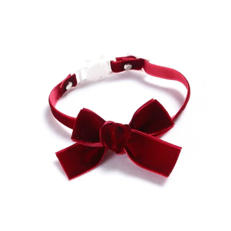 Collier Réglable en Velours avec Nœud Papillon pour Animaux de Compagnie (Chat, Chien, Lapin), Accessoires, S 17-30cm Nœud Papillon, S 17-30cm Nœud Papillon avec Clochette