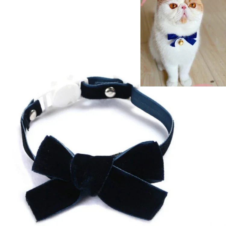 Collier Réglable en Velours avec Nœud Papillon pour Animaux de Compagnie (Chat, Chien, Lapin), Accessoires, S 17-30cm Nœud Papillon, S 17-30cm Nœud Papillon avec Clochette