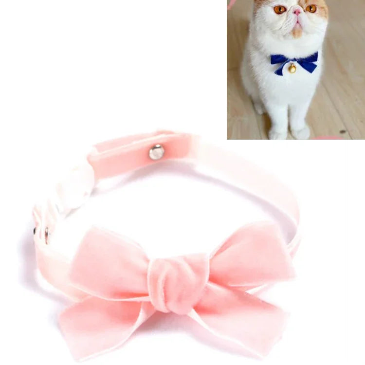 Collier Réglable en Velours avec Nœud Papillon pour Animaux de Compagnie (Chat, Chien, Lapin), Accessoires, S 17-30cm Nœud Papillon, S 17-30cm Nœud Papillon avec Clochette