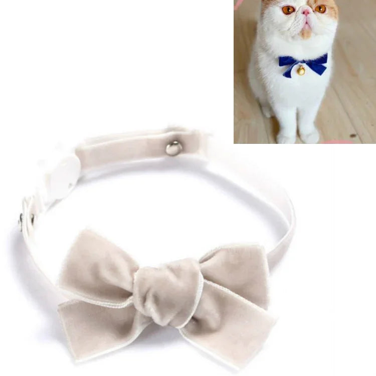 Collier Réglable en Velours avec Nœud Papillon pour Animaux de Compagnie (Chat, Chien, Lapin), Accessoires, S 17-30cm Nœud Papillon, S 17-30cm Nœud Papillon avec Clochette