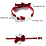 Collier Réglable en Velours avec Nœud Papillon pour Animaux de Compagnie (Chat, Chien, Lapin), Accessoires, S 17-30cm Nœud Papillon, S 17-30cm Nœud Papillon avec Clochette