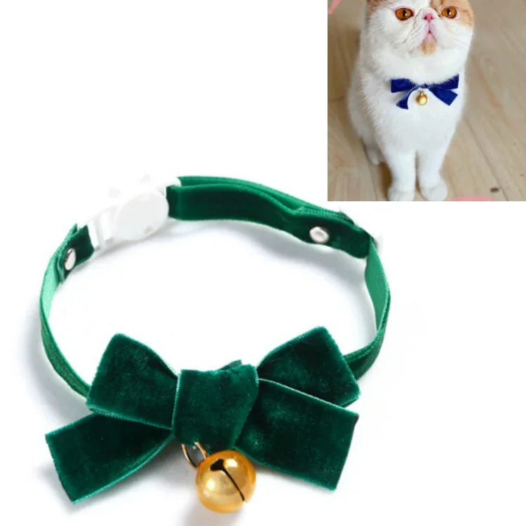 Collier Réglable en Velours avec Nœud Papillon pour Animaux de Compagnie (Chat, Chien, Lapin), Accessoires, S 17-30cm Nœud Papillon, S 17-30cm Nœud Papillon avec Clochette