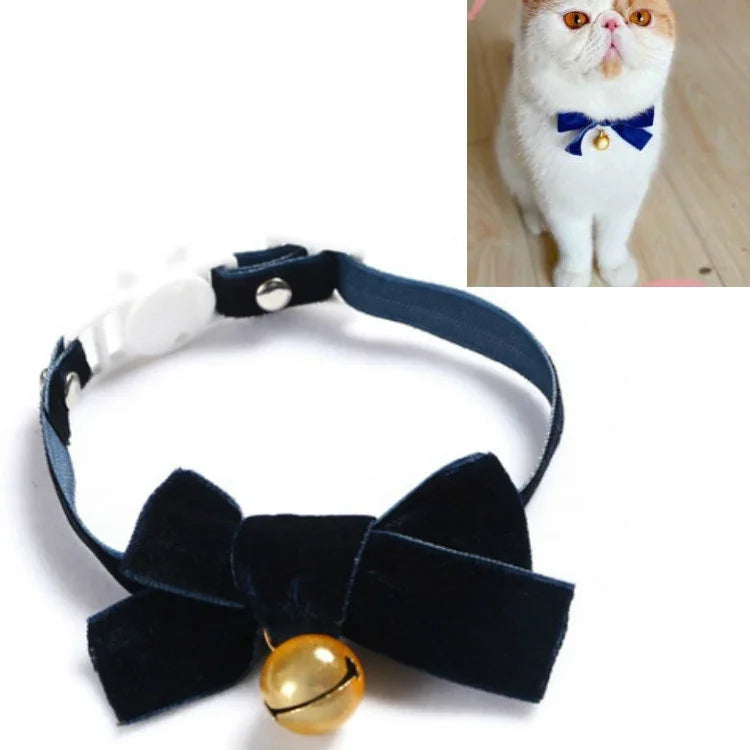 Collier Réglable en Velours avec Nœud Papillon pour Animaux de Compagnie (Chat, Chien, Lapin), Accessoires, S 17-30cm Nœud Papillon, S 17-30cm Nœud Papillon avec Clochette