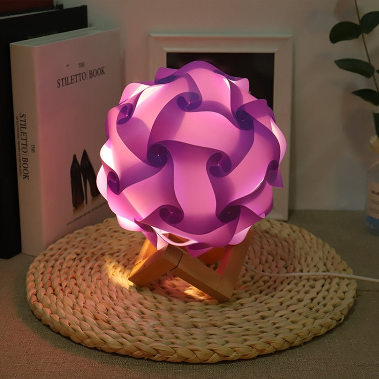 Veilleuse de chevet créative USB ronde, lampe de décoration de chambre romantique avec base en bois, kit de matériaux à fabriquer soi-même, produit fini