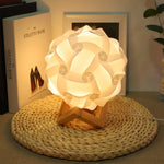 Veilleuse de chevet créative USB ronde, lampe de décoration de chambre romantique avec base en bois, kit de matériaux à fabriquer soi-même, produit fini