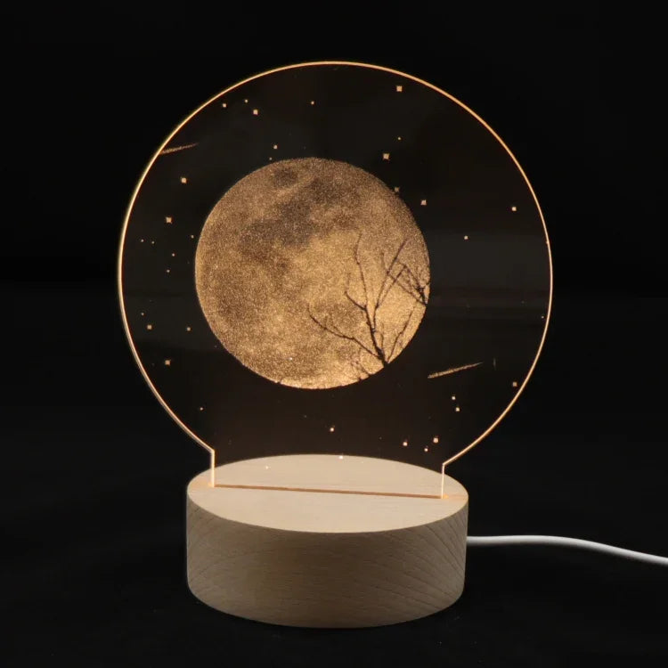 3D Atmosphere Decorative Light Acrylic Inner Carved LED Night Light Creative Girl Table Lamp, Double Deer, Whale Girl, Deer, Cartoon Astronaut, Good Night, Flamingo, Full Moon, Tree Cat, Swan, Stars And Moon, Full Moon Swan, Moon Girl