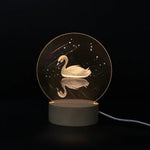 3D Atmosphere Decorative Light Acrylic Inner Carved LED Night Light Creative Girl Table Lamp, Double Deer, Whale Girl, Deer, Cartoon Astronaut, Good Night, Flamingo, Full Moon, Tree Cat, Swan, Stars And Moon, Full Moon Swan, Moon Girl
