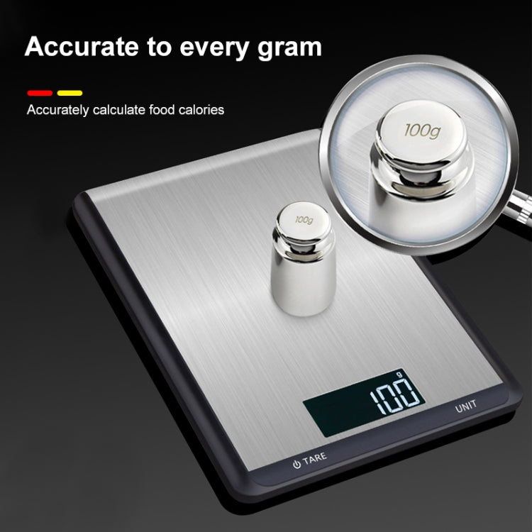 Balance de cuisine en acier inoxydable, balance électronique alimentaire domestique, 5kg/1g, 10kg/1g