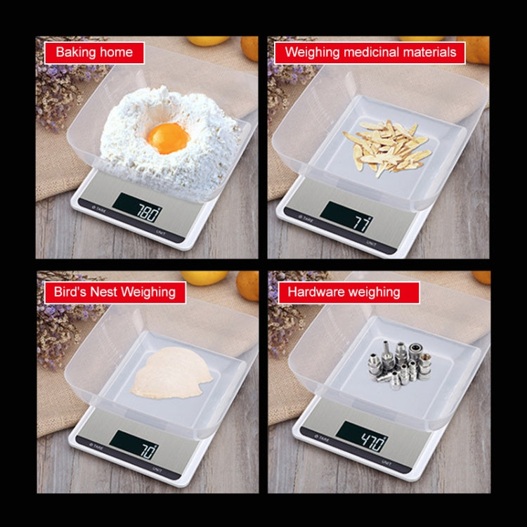 Balance de cuisine en acier inoxydable, balance électronique alimentaire domestique, 5kg/1g, 10kg/1g