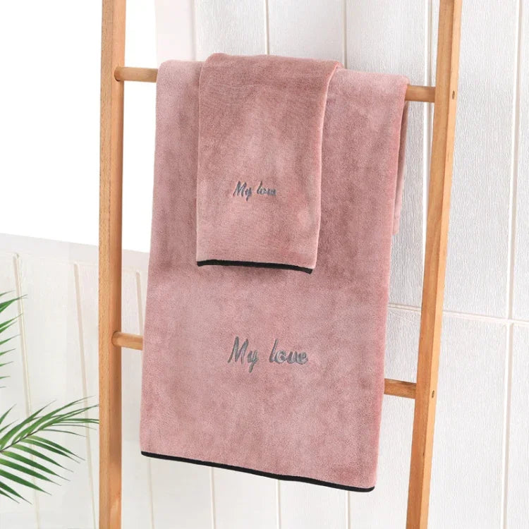 Serviette de bain en fibre absorbante douce et épaisse, serviette + serviette de bain