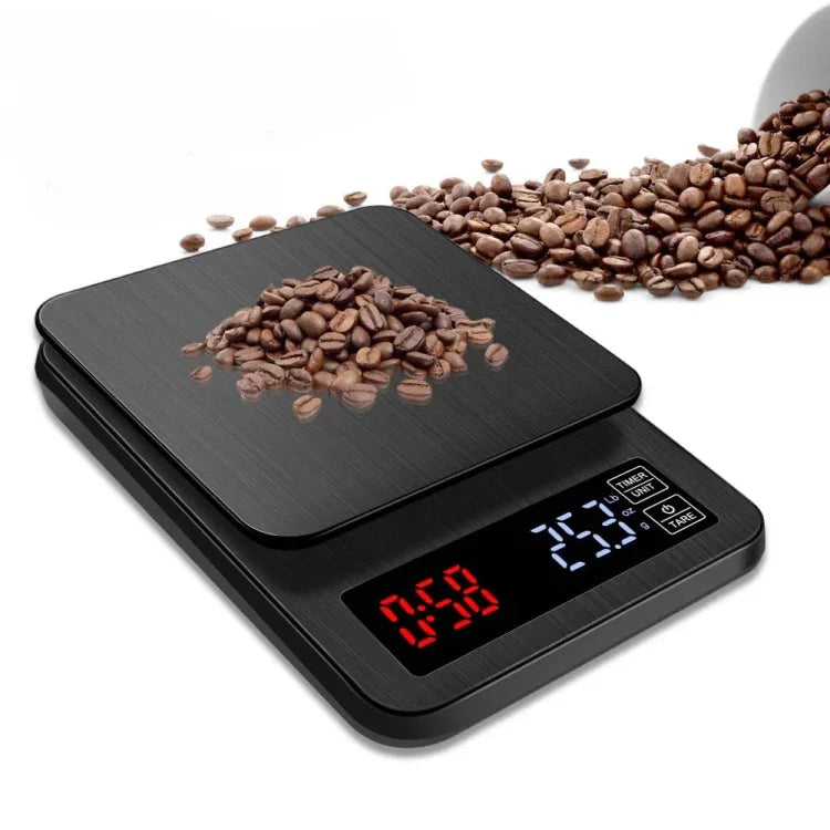 Balance à café domestique à pousser à la main, balance de cuisine intelligente USB avec minuterie, 3kg/0.1g, 5kg/0.1g, 10kg/1g