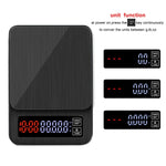 Balance à café domestique à pousser à la main, balance de cuisine intelligente USB avec minuterie, 3kg/0.1g, 5kg/0.1g, 10kg/1g