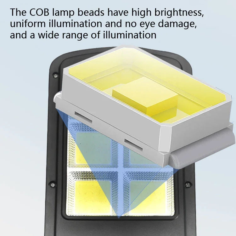 Lampadaire solaire 10W à induction humaine + contrôle de la lumière, avec télécommande multifonction pour éclairage extérieur, 6COB avec télécommande