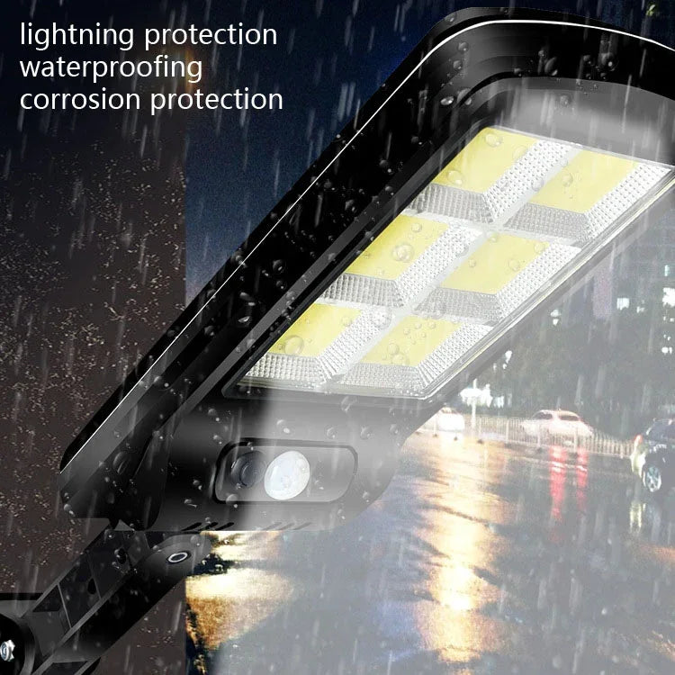 Lampadaire solaire 10W à induction humaine + contrôle de la lumière, avec télécommande multifonction pour éclairage extérieur, 6COB avec télécommande
