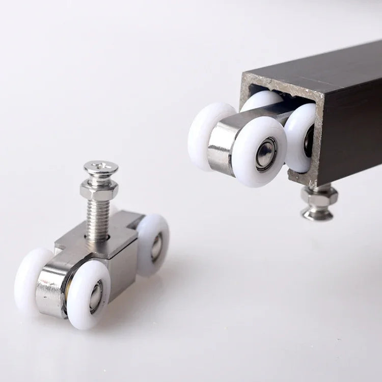 Roue suspendue pour porte coulissante en acier inoxydable Silencieuse, lisse et résistante à l'usure Poulie de porte coulissante Rail suspendu en nylon, 4 roues, 8 roues