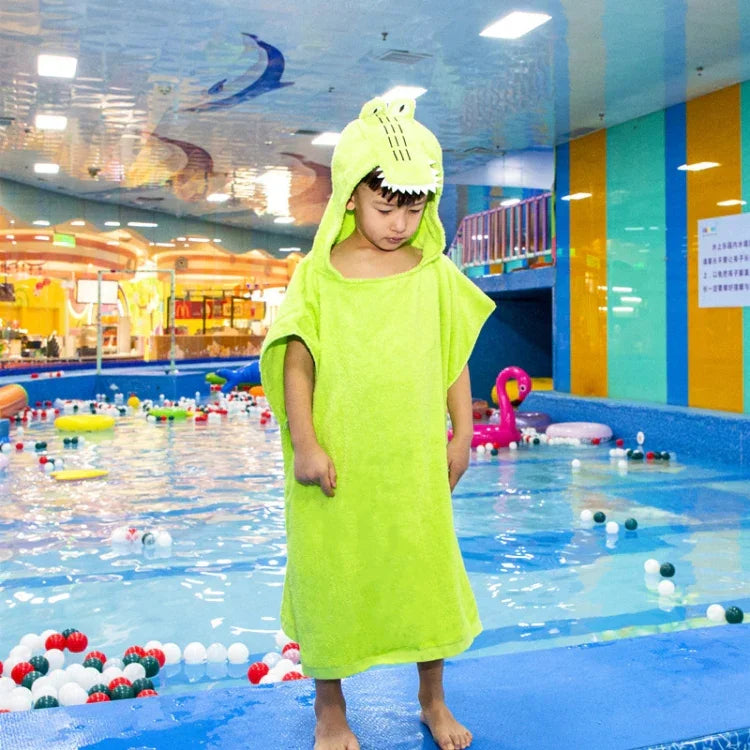 Cape en coton pour la maison et la salle de bain, serviette de bain allongée portable pour enfants 70 cm, Licorne rose DP19S-4, Crocodile vert DP19S-5, Requin bleu DP19S-6