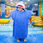 Cape en coton pour la maison et la salle de bain, serviette de bain allongée portable pour enfants 70 cm, Licorne rose DP19S-4, Crocodile vert DP19S-5, Requin bleu DP19S-6