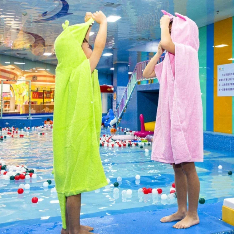 Cape en coton pour la maison et la salle de bain, serviette de bain allongée portable pour enfants 70 cm, Licorne rose DP19S-4, Crocodile vert DP19S-5, Requin bleu DP19S-6