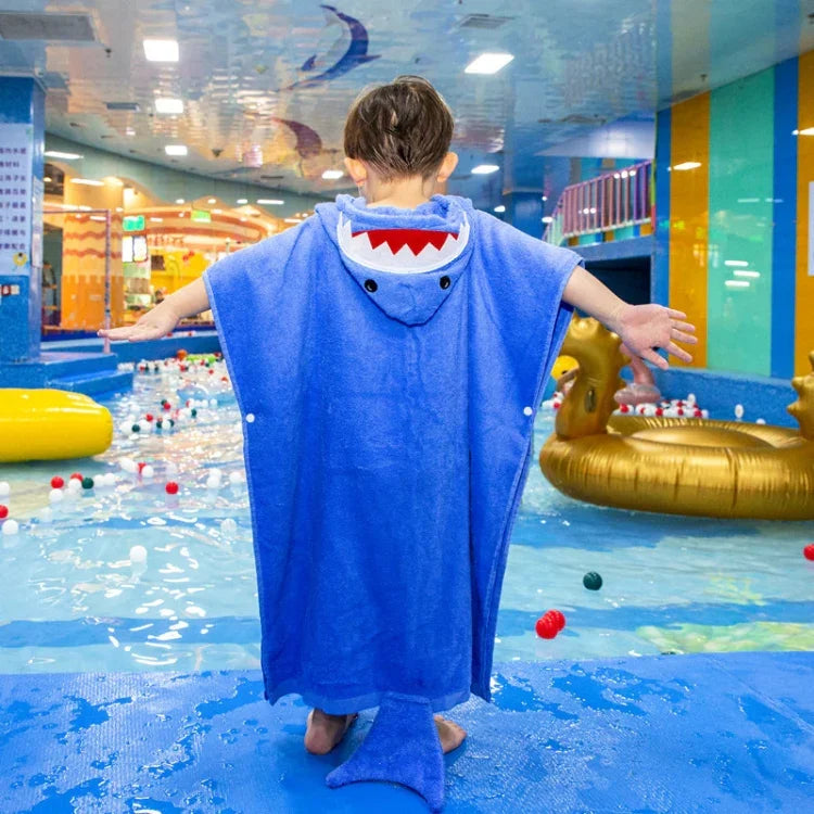 Cape en coton pour la maison et la salle de bain, serviette de bain allongée portable pour enfants 70 cm, Licorne rose DP19S-4, Crocodile vert DP19S-5, Requin bleu DP19S-6