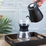 Pot à café en acier inoxydable 304, poignée en bois, pot à café fin à long bec en Téflon, sans thermomètre, avec thermomètre
