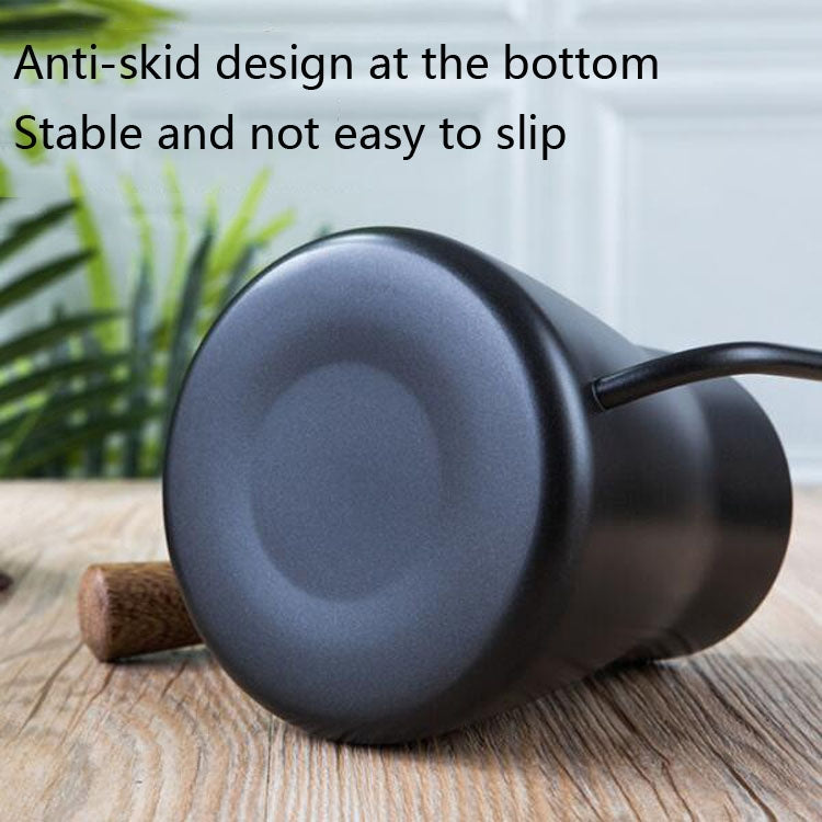 Pot à café en acier inoxydable 304, poignée en bois, pot à café fin à long bec en Téflon, sans thermomètre, avec thermomètre