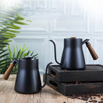 Pot à café en acier inoxydable 304, poignée en bois, pot à café fin à long bec en Téflon, sans thermomètre, avec thermomètre