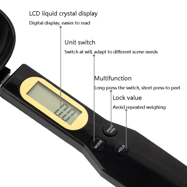 Cuillère de mesure électronique ABS, outil de pesée, spécification : 500g/0.1g, 500g/0.1g ABS blanc, 500g/0.1g ABS noir