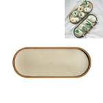 Desktop Shallow Storage Tray Sundries Tray Jewelry Display Tray, , Oval (Warm Brown), , Triangle (Warm Brown), , Round (Warm Brown), , Oval (Dark Green), , Triangle (Dark Green), , Round (Dark Green), , Oval (Green Lotus), , Triangle (Green Lotus)