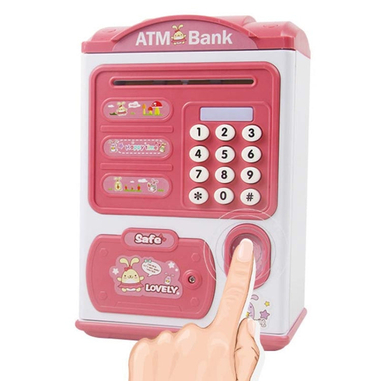 Tirelire ATM Coffre-fort à enroulement automatique, avec capteur d'empreintes digitales et mot de passe de simulation, Rose, Bleu
