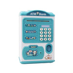 Tirelire ATM Coffre-fort à enroulement automatique, avec capteur d'empreintes digitales et mot de passe de simulation, Rose, Bleu