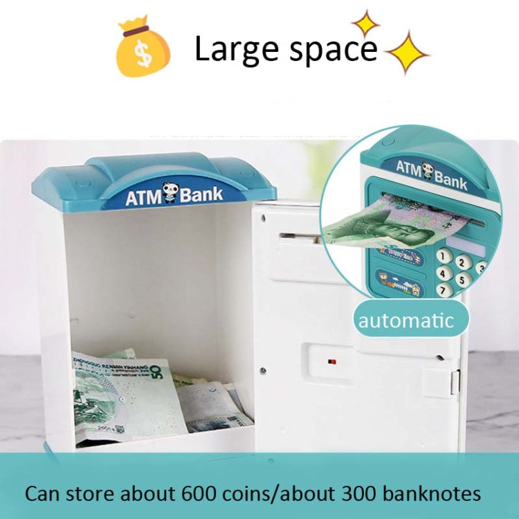 Tirelire ATM Coffre-fort à enroulement automatique, avec capteur d'empreintes digitales et mot de passe de simulation, Rose, Bleu