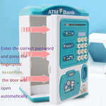 Tirelire ATM Coffre-fort à enroulement automatique, avec capteur d'empreintes digitales et mot de passe de simulation, Rose, Bleu