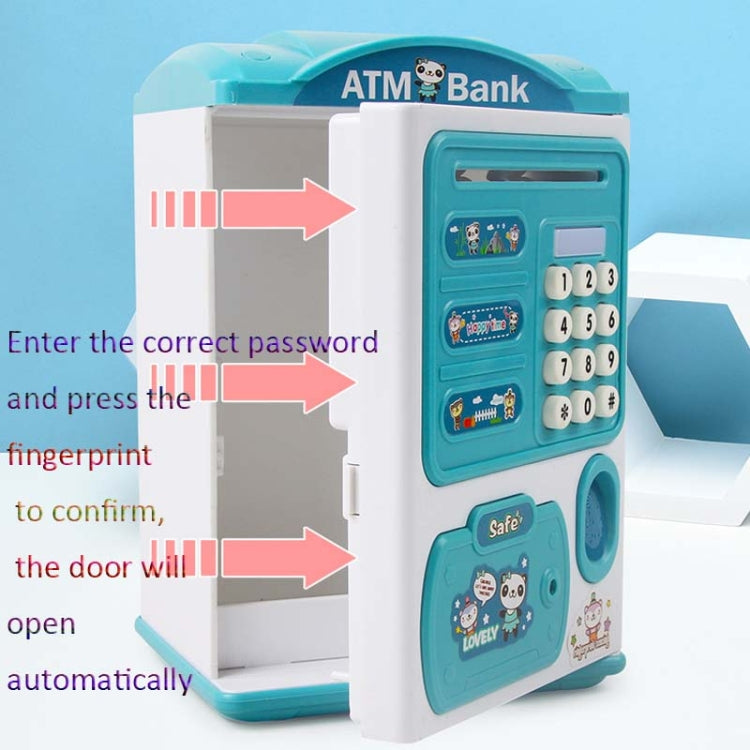 Tirelire ATM Coffre-fort à enroulement automatique, avec capteur d'empreintes digitales et mot de passe de simulation, Rose, Bleu