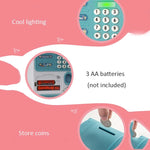 Tirelire ATM Coffre-fort à enroulement automatique, avec capteur d'empreintes digitales et mot de passe de simulation, Rose, Bleu