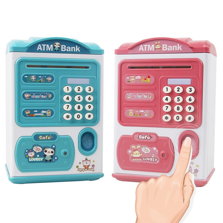Tirelire ATM Coffre-fort à enroulement automatique, avec capteur d'empreintes digitales et mot de passe de simulation, Rose, Bleu