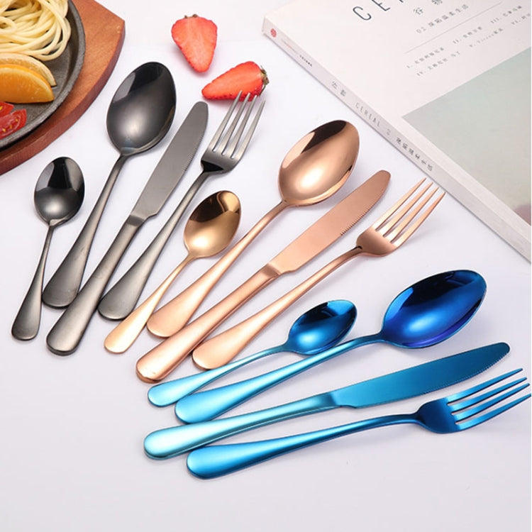 Ensemble de Couverts de Table 24 pièces en Acier Inoxydable pour Steak, Cadeau, Couleurs Argent, Or, Or Rose, Arc-en-ciel, Noir