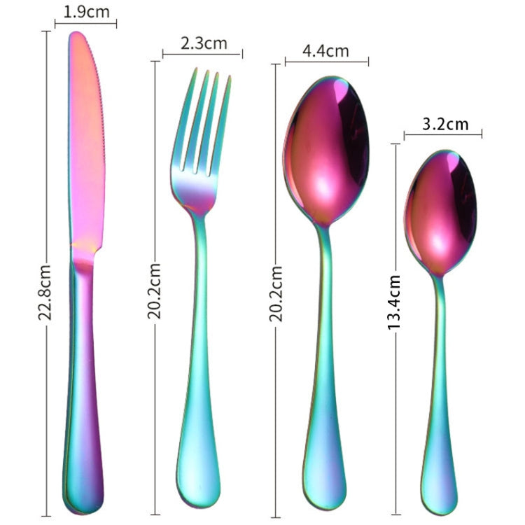 Ensemble de Couverts de Table 24 pièces en Acier Inoxydable pour Steak, Cadeau, Couleurs Argent, Or, Or Rose, Arc-en-ciel, Noir