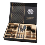 Ensemble de Couverts de Table 24 pièces en Acier Inoxydable pour Steak, Cadeau, Couleurs Argent, Or, Or Rose, Arc-en-ciel, Noir