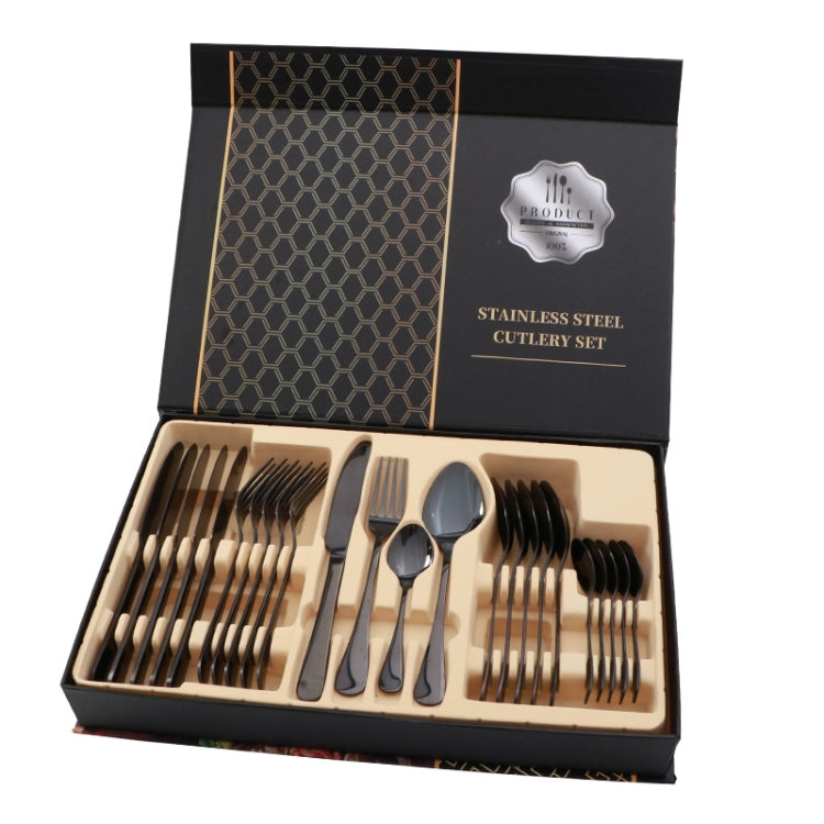 Ensemble de Couverts de Table 24 pièces en Acier Inoxydable pour Steak, Cadeau, Couleurs Argent, Or, Or Rose, Arc-en-ciel, Noir