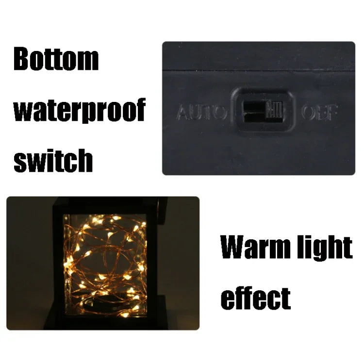 Lumière solaire de bougie à fil de cuivre, étanche pour jardin extérieur, lumière décorative de pelouse, fil de cuivre / lumière chaude