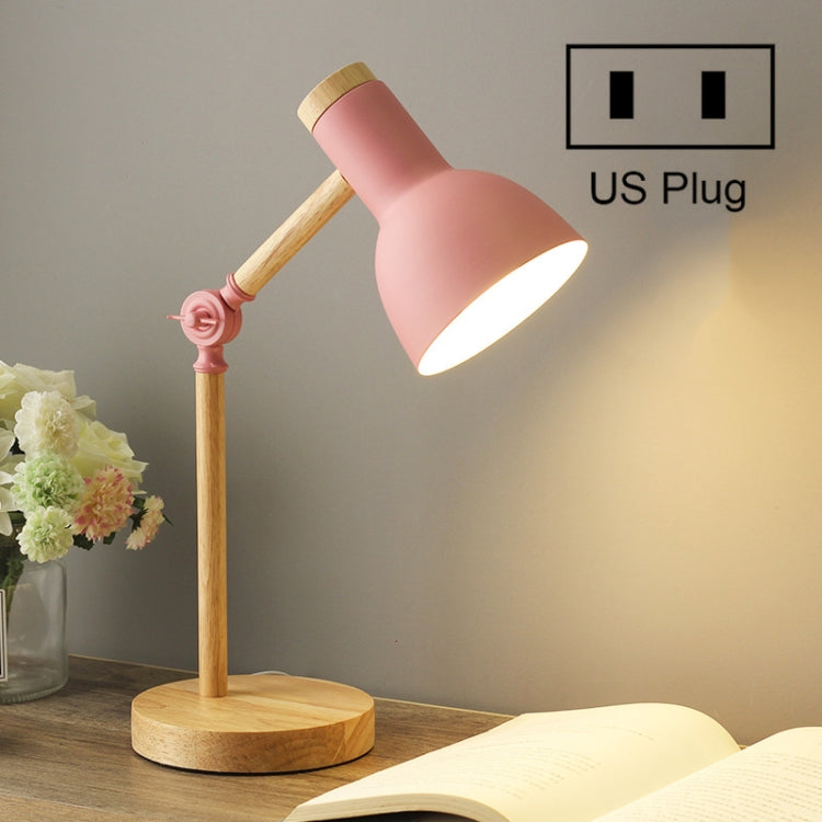 T1062 Lampe de bureau de dortoir de protection des yeux Lampe de chevet de chambre en bois, prise US, prise EU, prise UK, prise AU