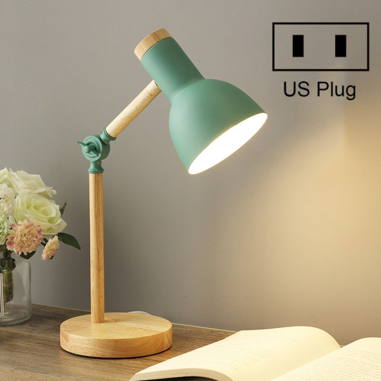 T1062 Lampe de bureau de dortoir de protection des yeux Lampe de chevet de chambre en bois, prise US, prise EU, prise UK, prise AU