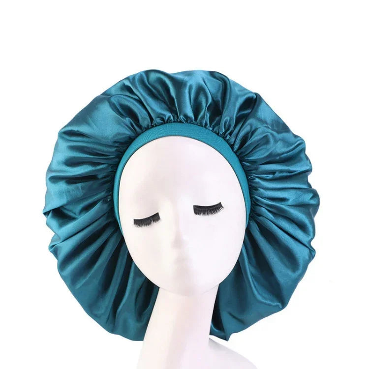 Lot de 3 Bonnets de Nuit Ronds en Satin TJM-405A Grande Taille, Bonnet Chimio à Bord Large Extensible, Taille Unique