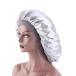 Lot de 3 Bonnets de Nuit Ronds en Satin TJM-405A Grande Taille, Bonnet Chimio à Bord Large Extensible, Taille Unique