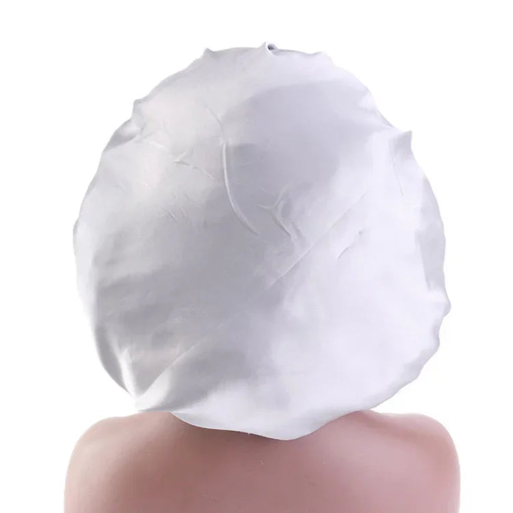 Lot de 3 Bonnets de Nuit Ronds en Satin TJM-405A Grande Taille, Bonnet Chimio à Bord Large Extensible, Taille Unique