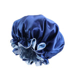 TJM-443A Chapeau de nuit double couche en satin avec grande dentelle, chapeau rond, bonnet de chimiothérapie, taille unique ajustable